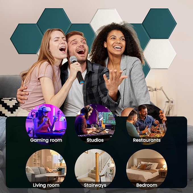 Self-Adhesive Acoustic Panels, 12 Pack Hexagon Sound Proof Foam Panels - Image 5