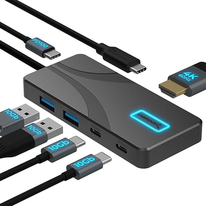 SABRENT USB C Hub 5-in-1 Docking Station, 10Gbps USB-A & USB-C Ports, 4K HDMI by SABRENT