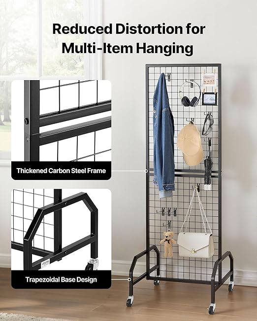 VEVOR Grid Wall Panel, 1.9 x 5.4 ft Wire Grid Panels Display Rack, Movable Art - Image 3