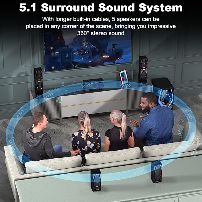 Bobtot Home Theater Systems Surround Sound Speakers - Image 2