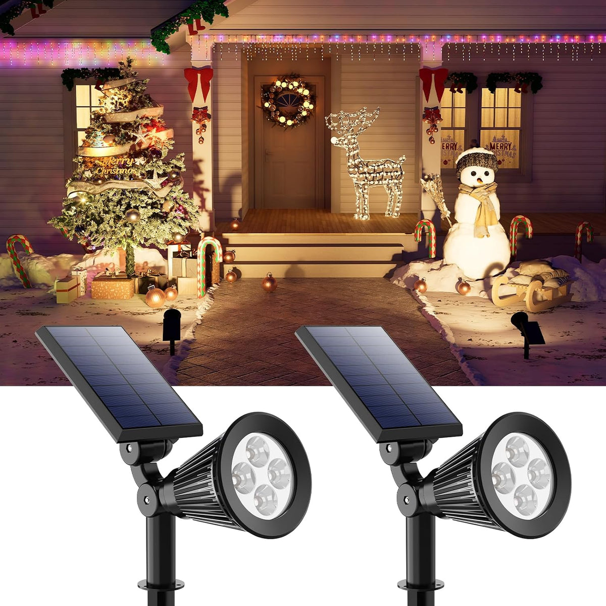 2 Pack Solar Spotlights Outdoor Waterproof