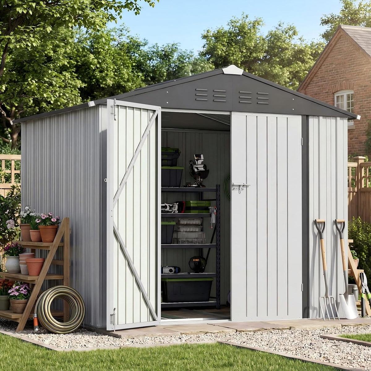 patiowell 8x6 ft outdoor storage shed with floor, main product view