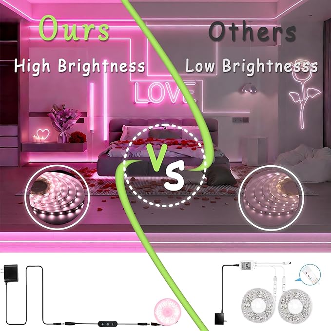 Pink Led Lights Strip Valentines Galentines Day Decor Rope Lights Easy DIY - Image 2