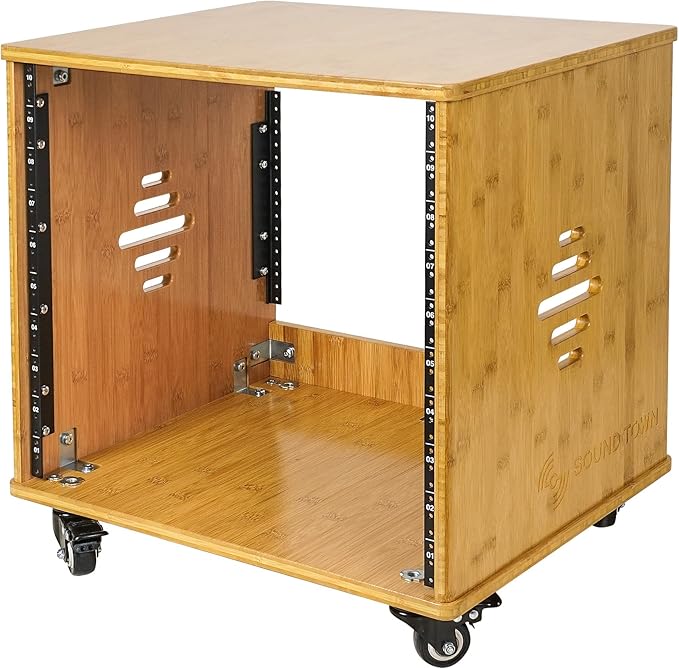 Sound Town DIY 10U Solid Carbonized Bamboo Studio Rack w/ 16" Depth, Ventilation - Image 4