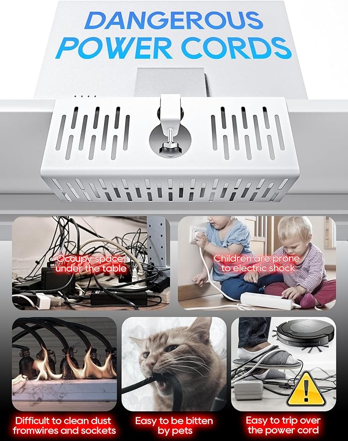NODOCA No Drill Under Desk Cable Management Tray, Punch-Free Clamp on, Metal - Image 2
