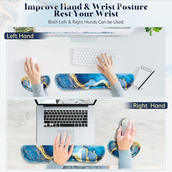 Gimars Upgrade Enlarge Gel Memory Foam Set Keyboard Wrist Rest Pad, Mouse Wrist - Image 6