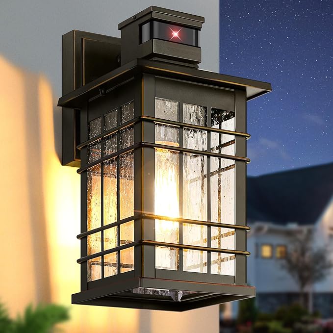 Motion Sensor Outdoor Light Fixture Wall Mount, Dusk to Dawn Oil-Rubbed Bronze by Kondras