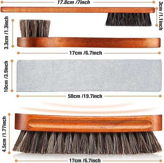 4 Pcs Horsehair Shine Shoes Brush Kit Polish Dauber Applicators Cleaning - Image 3