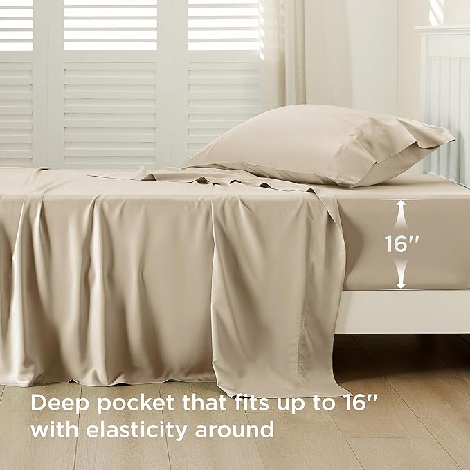 Bedsure Cooling Sheets Twin XL, Rayon Derived from Bamboo, Breathable & Soft - Image 4