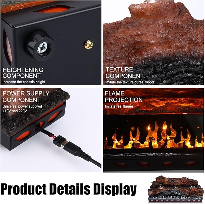Electric Fireplace Logs Realistic Flame Effect Candle LED Flame Light USB - Image 4