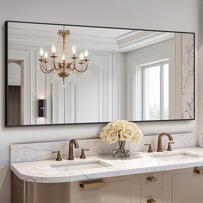Bathroom Vanity Mirror for Wall, HD Shatterproof Glass, Hangs Horizontally or by TRAHOME