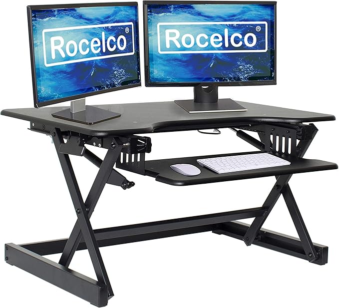 Rocelco 32" Height Adjustable Standing Desk Converter by Rocelco