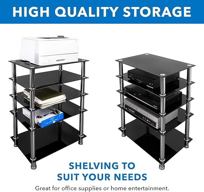 Mount-It! Tempered Glass AV Component Media Stand, Audio Tower and Media Center - Image 5