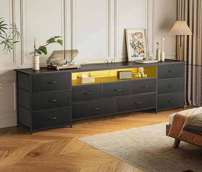 Huuger 78.7 Inch TV Stand for 75, 80 Inch TV, 11 Drawer Long Dresser - Image 7