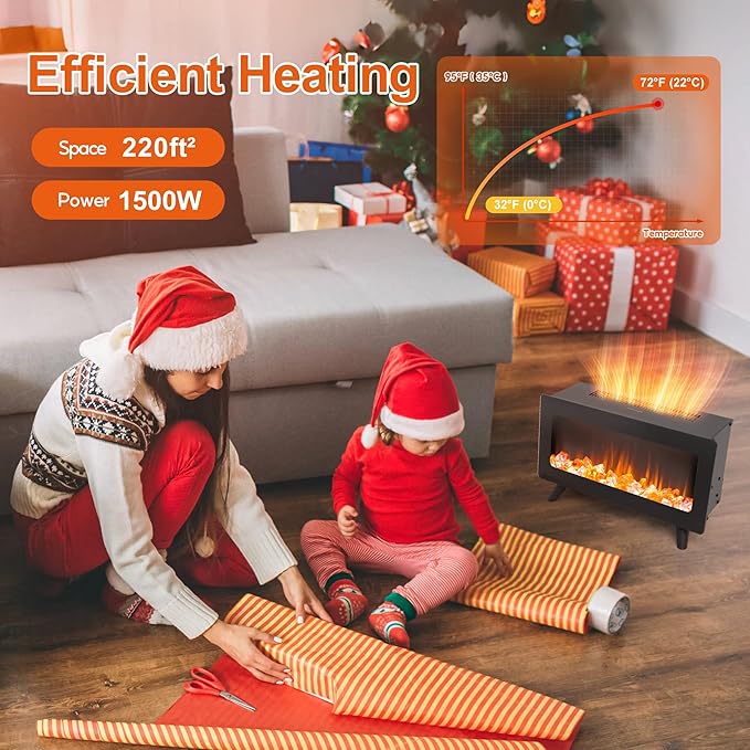 16" Small Electric Fireplace Heater - Image 6