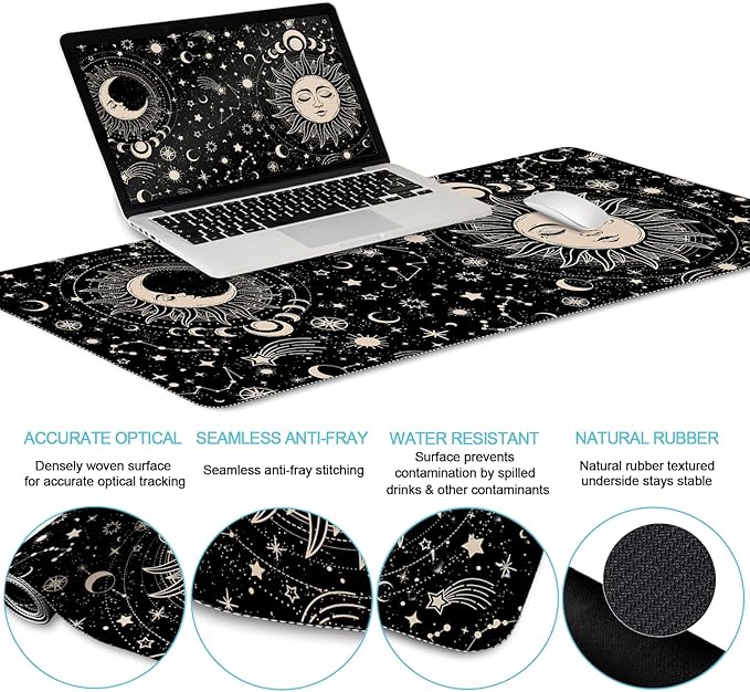 LIMKRIAN Sun Moon Mouse Pad Set Desk Mat Pad, XXL Large Gaming Mouse Pad - Image 4