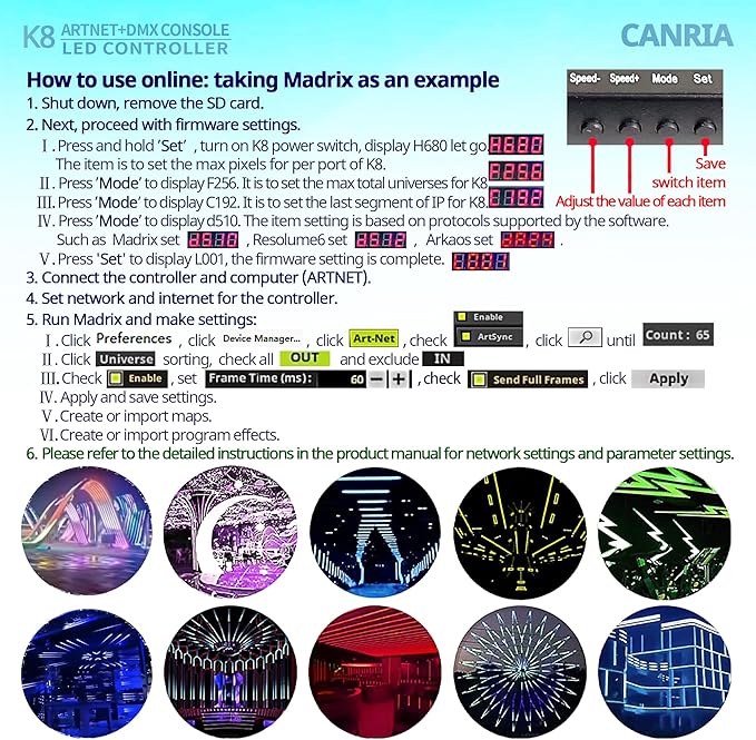 CANRIA K8 ARTNET+DMX CONSOLE LED CONTROLLER, Suitable - Image 5