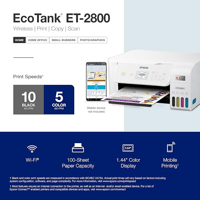 Epson EcoTank ET-2800 Wireless Color All-in-One Cartridge-Free Supertank Printer - Image 4