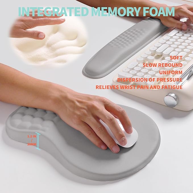 KUOSGM 2-in-1 Ergonomic Set, Wave Rise Keyboard Wrist Rest and Massage Bulge - Image 4