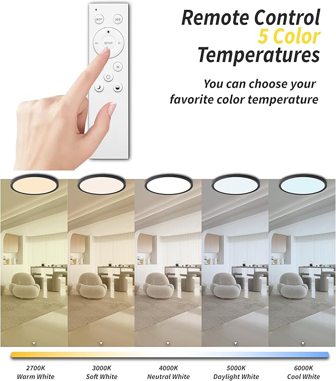 4Pack 12 Inch Remote Control Dimmable LED Flush Mount Ceiling Light Panel - Image 7