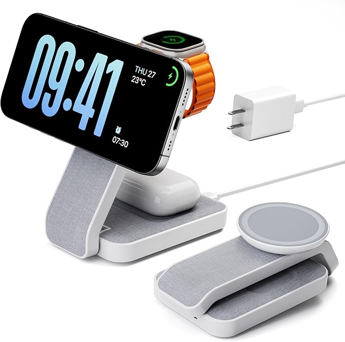 Eazpower 3 in 1 Foldable Wireless Travel Charging Station by eazpower