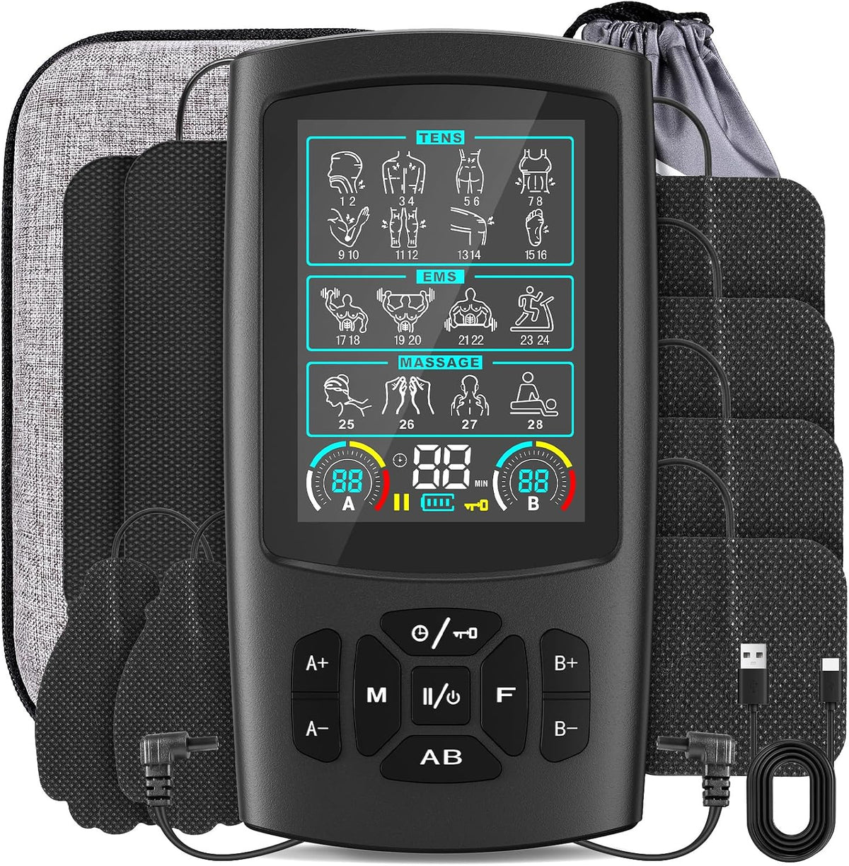 3-in-1 TENS Unit Muscle Stimulator