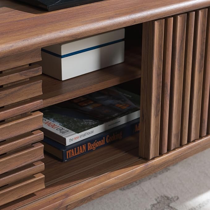 SAFAVIEH ESMA TV Stand for up to 65" Flatscreen – Walnut Brown, Sliding Doors - Image 6