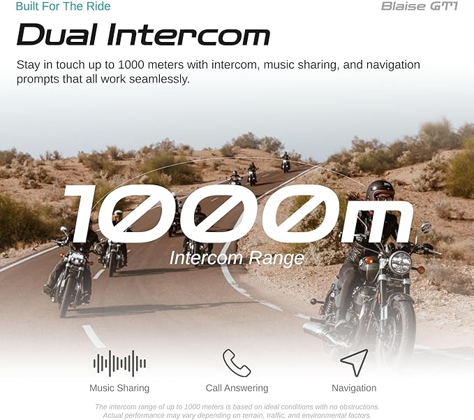 Logto Blasie GT1 Motorcycle Helmet Bluetooth Headset Intercom 2 Riders Music - Image 3