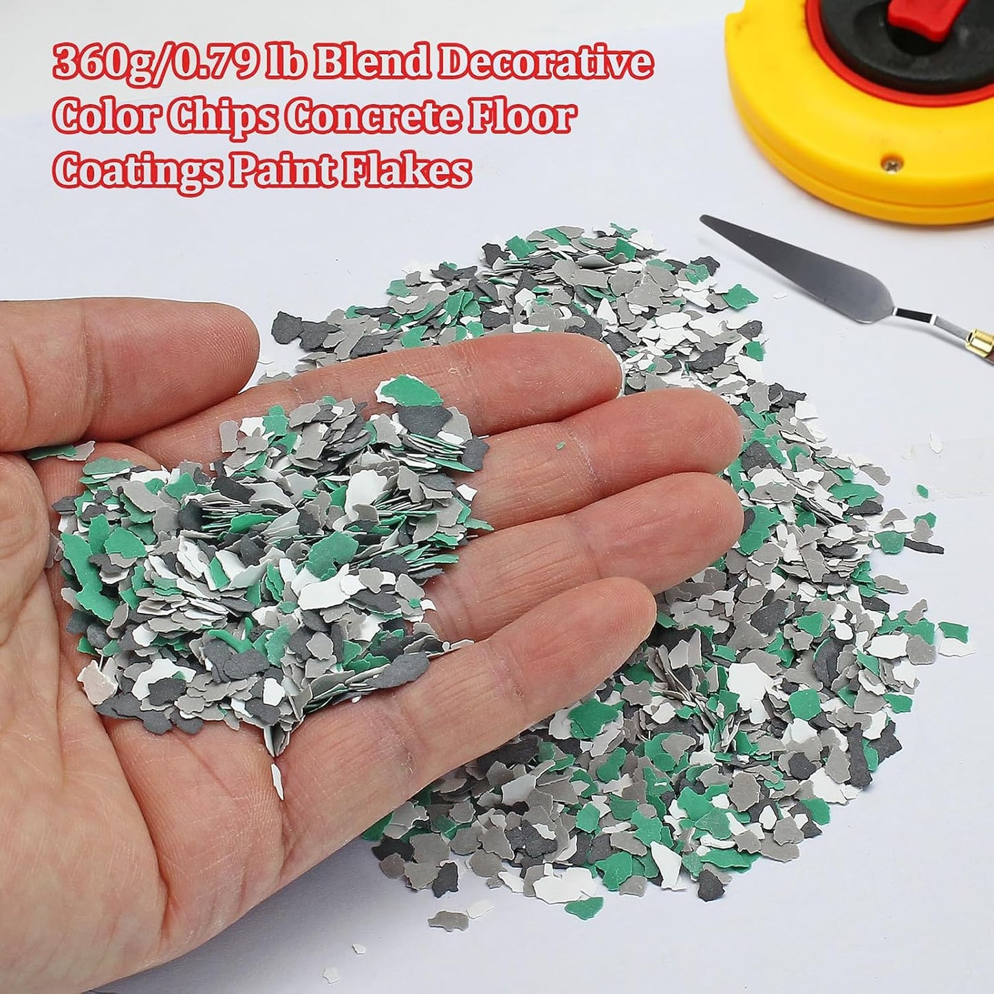Biaungdo 360G Epoxy Floor Decorative Chips 3-5mm Green Black Gray White | Natural Rock Material, 4 Color Blend Mix, Easy Sprinkle And Coat, For Garage Basement Workshop Floor, Covers Dirt And Traces