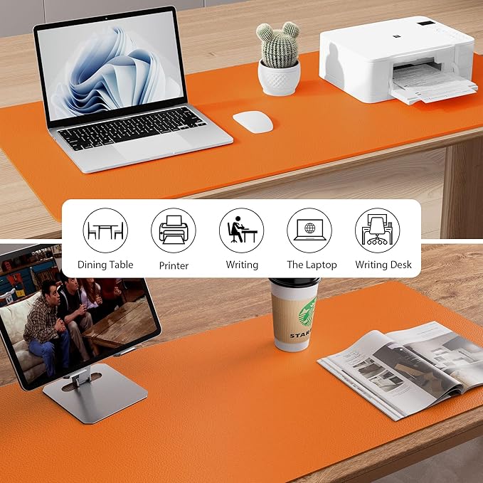Aothia Leather Desk Pad Protector, Mouse Pad, Office Desk Mat, Non-Slip PU - Image 5