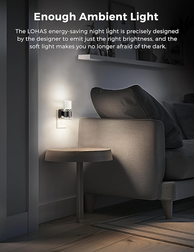 L LOHAS LED Night Light, Dimmable Night Lights Plug into Wall, 2 Pack Acrylic - Image 6