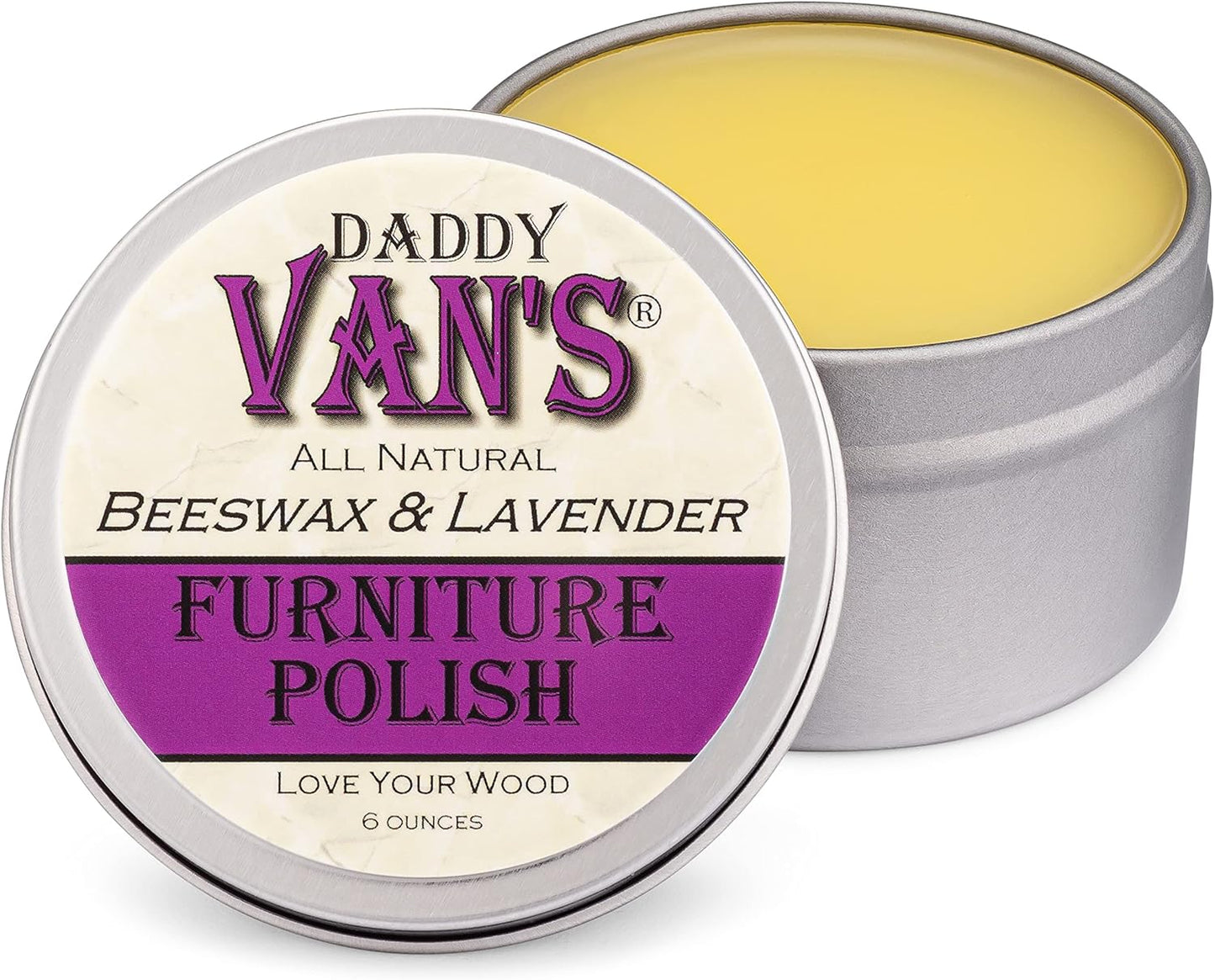 Daddy Van's All Natural Beeswax & Lavender Furniture Polish | Chemical-Free, Non-Toxic Beeswax Wood Conditioner, Scented with Pure Lavender Essential Oil