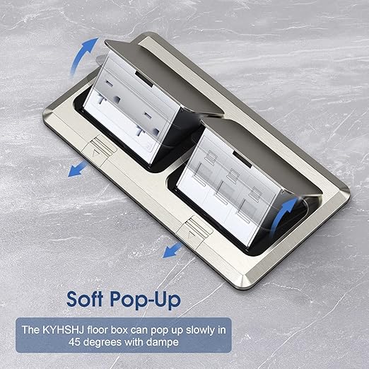 KYHSHJ Dual Pop-Up Floor Electrical Outlet Box Kit，20 Amp Stainless Steel TR - Image 2
