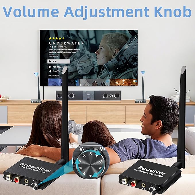 YEUGICEO 5.8GHz Wireless RCA AUX Audio Transmitter Receiver - Image 4