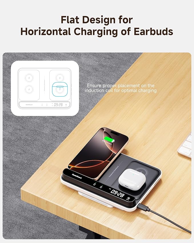 Dual Wireless Charger Stand, SwanScout 504, Foldable Wireless Charging Station - Image 5