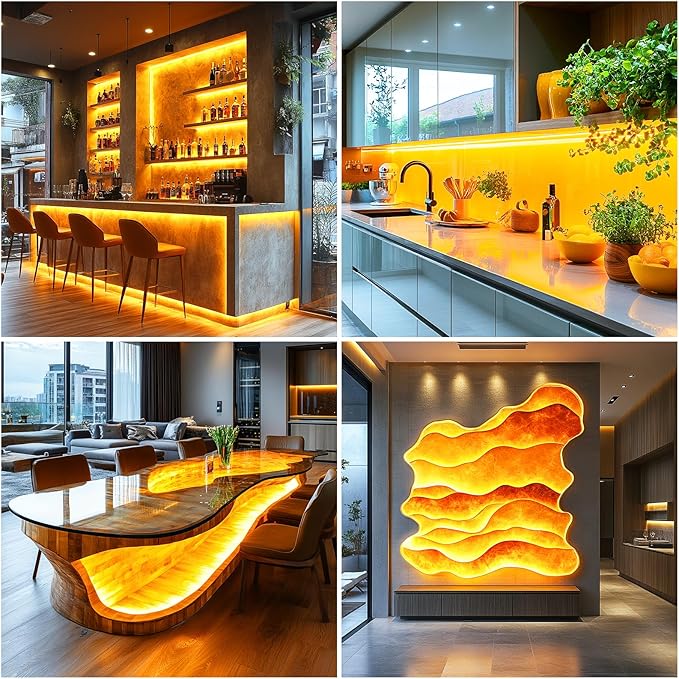 Short LED Strip Lights Yellow 5V USB Not Dimmable Flexible COB LED Rope Lights - Image 6