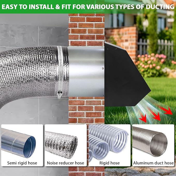 7Inch Wall Vent with Screen and Damper, Galvanized Steel Hooded Wall Vent Cover - Image 5
