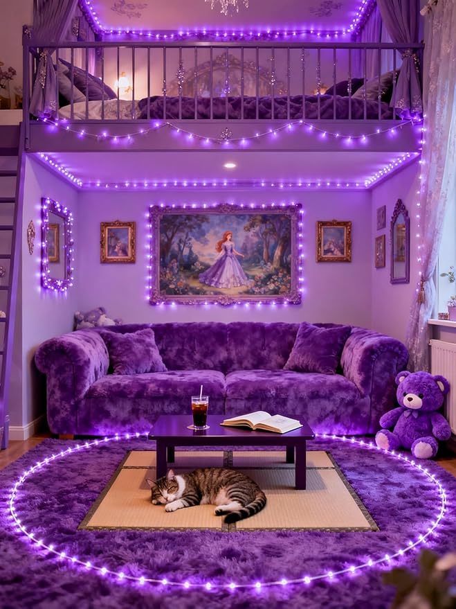 Aalnfe Purple Led Lights Strip Indoor Rope Lights Easy DIY Cuttable Strip Lights - Image 5