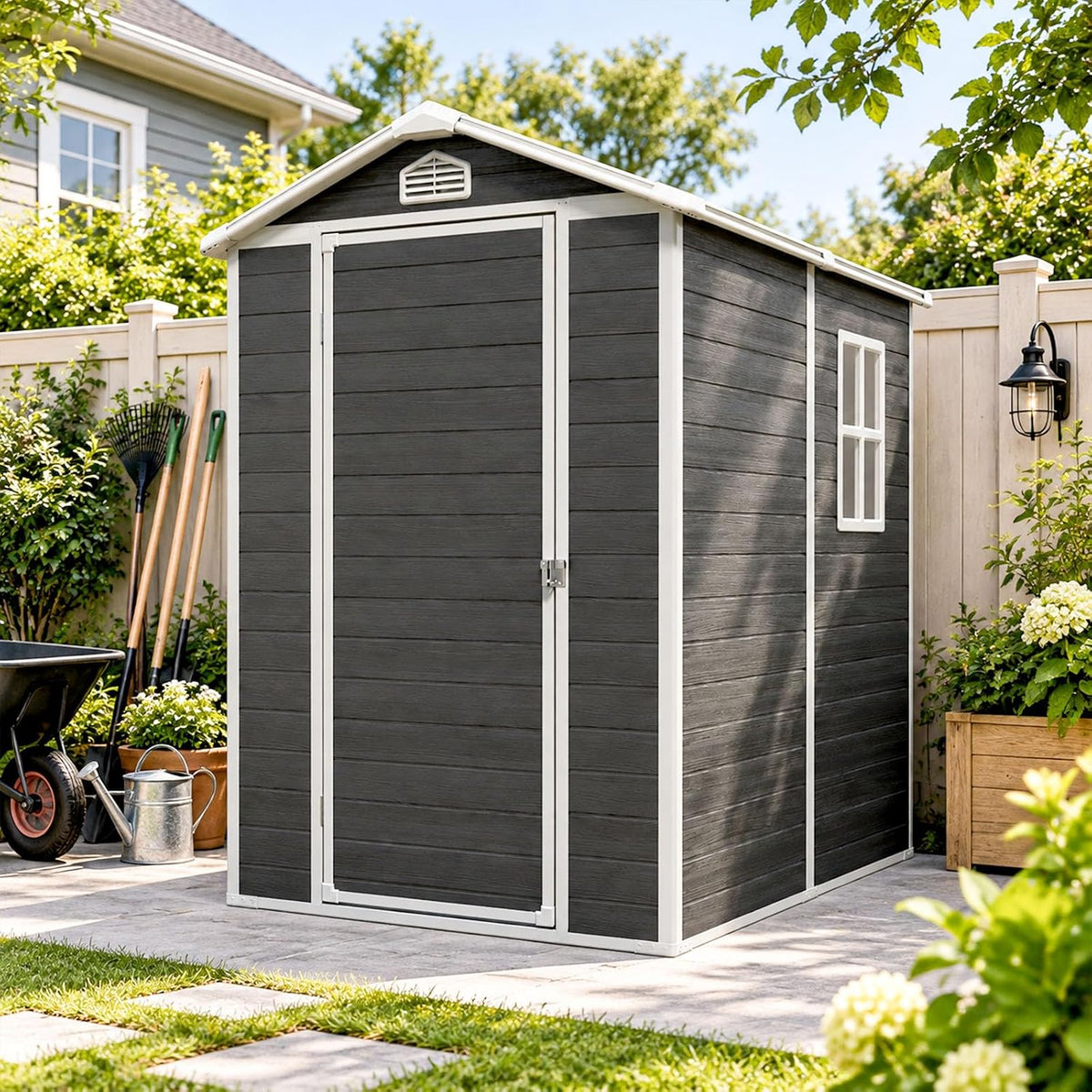 jt 6x4 ft resin storage shed, outdoor tool, main product view