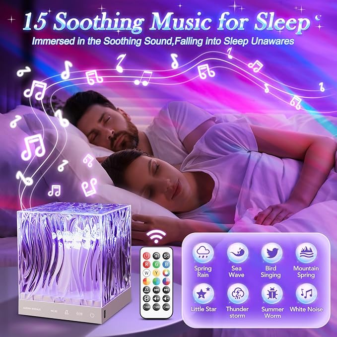 Crystal Lamp for Bedroom, 15 White Noise Machine Room Lights for Bedroom - Image 2