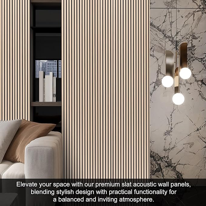 QDYMXUN Wood Slat Acoustic Wall Panels, Living Room - Image 5