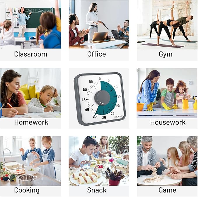 Secura 7.5 Inch Visual Timer, 60 Minute Visual Oversize Countdown Timer - Image 8