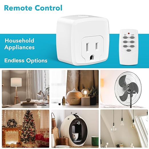 HBN Remote Control Outlet with 100FT RF Signal, Wireless On Off Switch Plug - Image 2