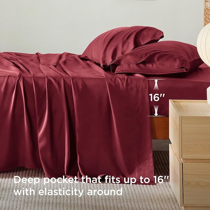 Bedsure Cooling Sheets Twin, Rayon Derived from Bamboo, Breathable & Soft Twin - Image 3