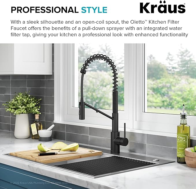 KRAUS Oletto 2-in-1 Commercial Style Pull-Down Single Handle Water Filter - Image 4