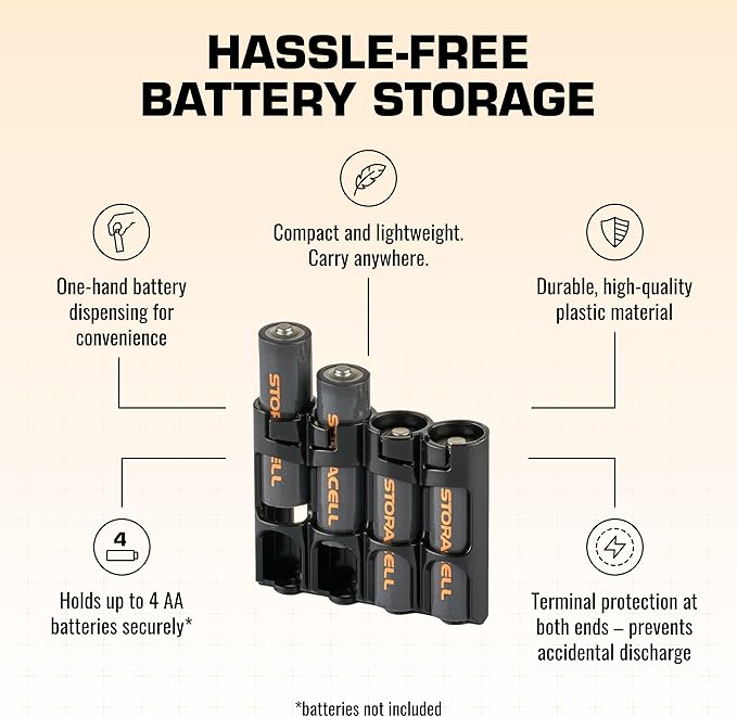 AA Battery Storage Caddy by Storacell, Holds 4 Batteries - Image 5