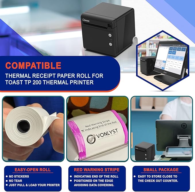 Thermal Printer Paper Roll for Toast TP200 Receipt Printer Point of Sale - Image 4