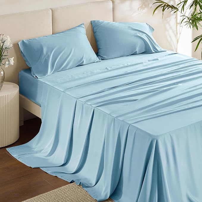 Bedsure California King Sheet Sets, Cooling Sheets, Rayon Derived from Bamboo by BEDSURE