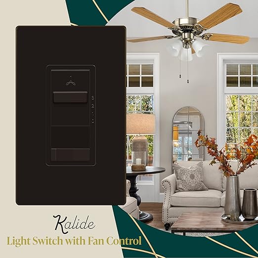 TOPGREENER Kalide Light Switch and 3-Speed Ceiling Fan Control Combo, in Wall - Image 2