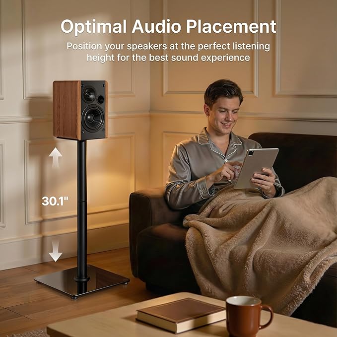PEGZONE Speaker Stands Pair for Surround Sound, 55 LBS Capacity, 30.1 inch - Image 5